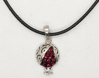 Exquisite Armenian Pomegranate Pendant - Sterling Silver 925 | Intricately Crafted with Zircon Stones | Symbol of Fertility, Prosperity