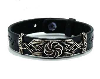 Handmade Armenian Art: Leather and Sterling Silver Bracelet for Men - A Unique Blend of Tradition and Style
