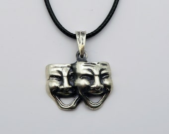 Theater Mask Pendant Sterling Silver 925, handmade in Armenian, design #16