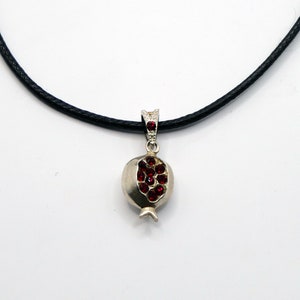 Armenian Pomegranate Sterling Silver 925 Handmade Pendant with Zircon Red Gemstones model #4