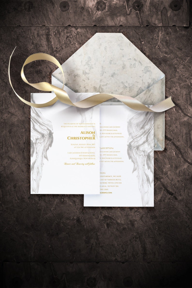 Printable Ivory Marble Wedding Invitation Template Editable Wedding Invitation Templates Ivory And Gold Wedding Invitation Instant Download