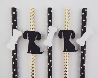 Dog and bone paper straw (10)