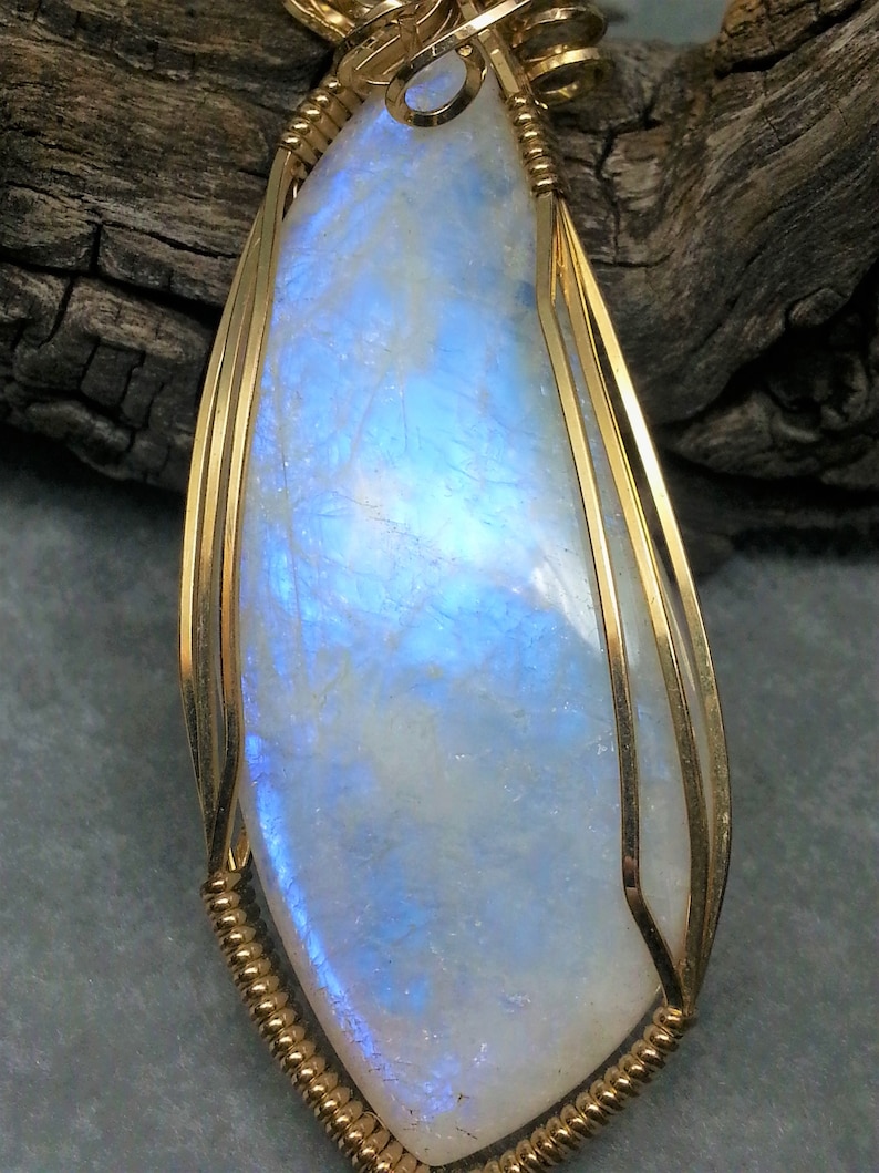 Albite Moonstone Wire Wrapped Gemstone Pendant Canadian Etsy