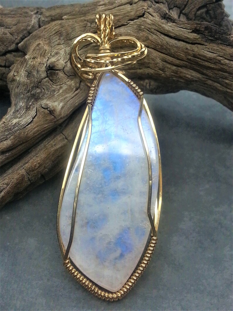 Albite Moonstone Wire Wrapped Gemstone Pendant Canadian Etsy