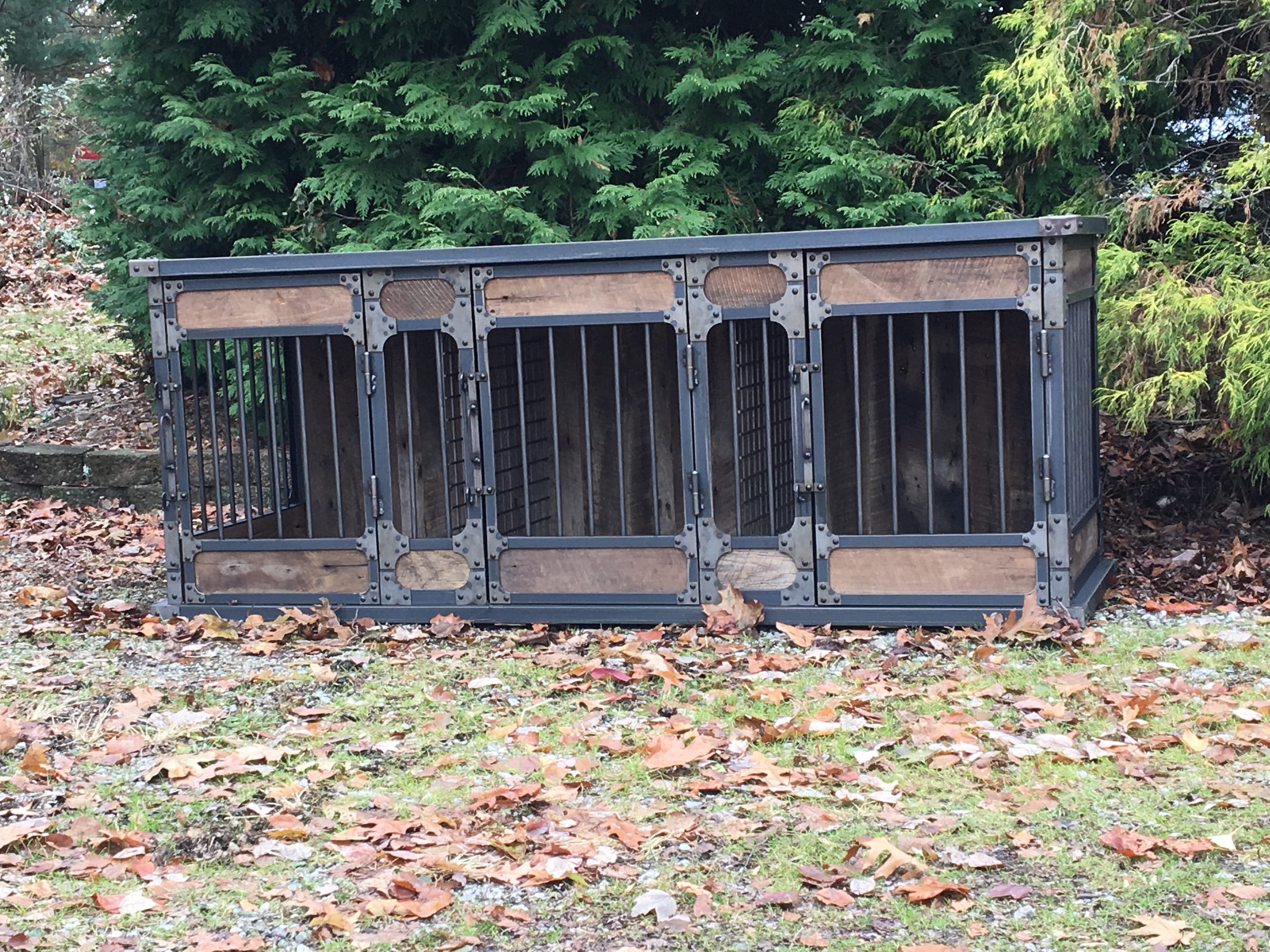 Image showcasing Extra Large Rustic Industrial Dog Kennel Dog Crate Riveted - Etsy Canada