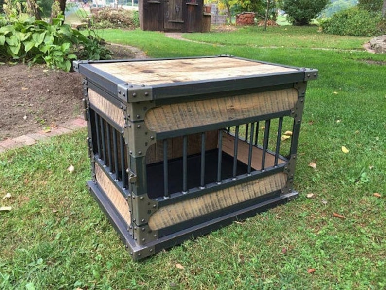 Rustic Industrial Dog Kennel Dog Crate Riveted Steel Dog Etsy