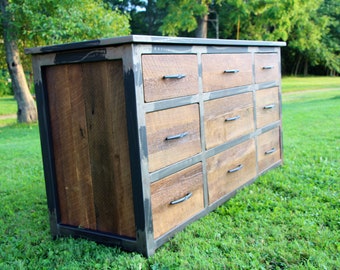 Rustic Industrial Dresser, Reclaimed Wood Dresser #632036
