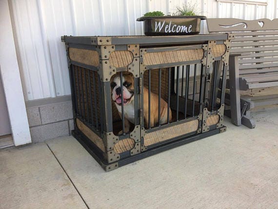 Rustic Industrial Dog Kennel Dog Crate 