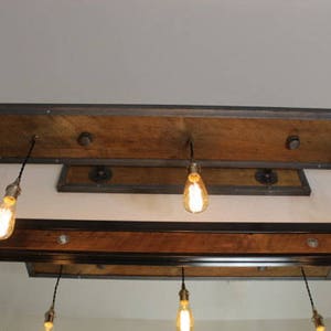 Rustic Industrial Light Steel and Barn Wood Vanity Light w/Bulbs L1203 image 3