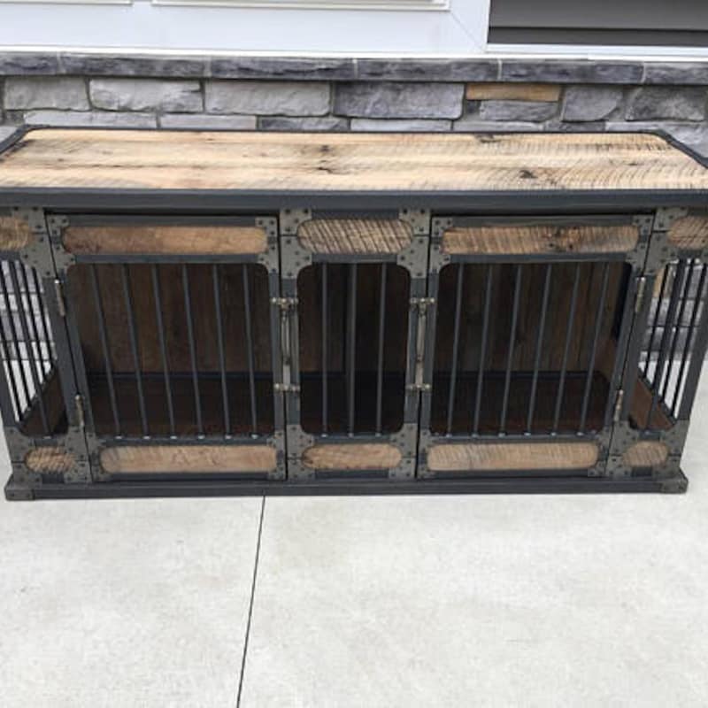 A closer look at Reclaimed Geometric Dog Crate Materials
