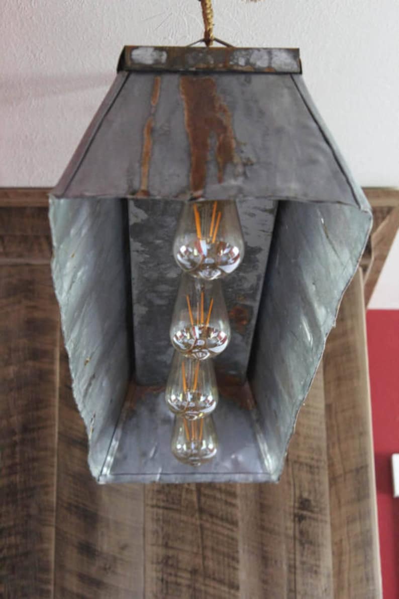 Rustic Industrial Trough Light Galvanized Light W/bulbs Etsy