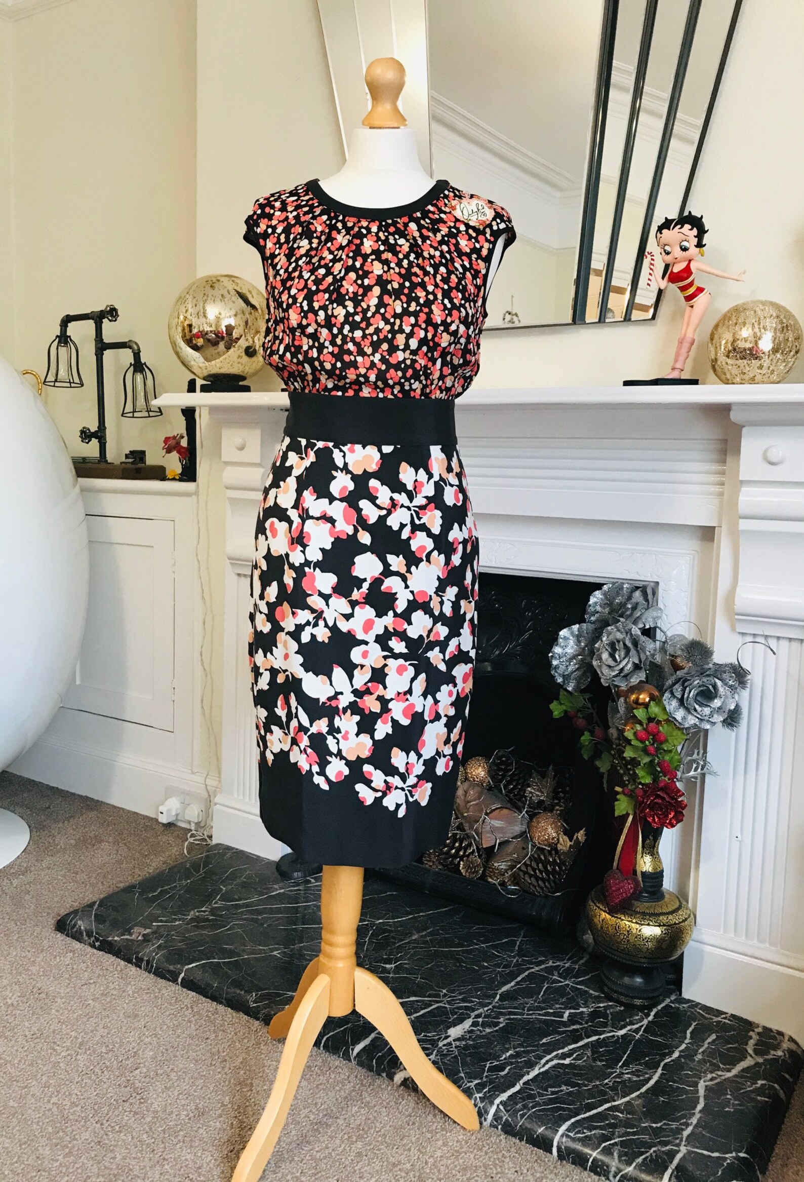Classic Retro Mixed Spot & Floral Jaeger Dress Size 8 Etsy