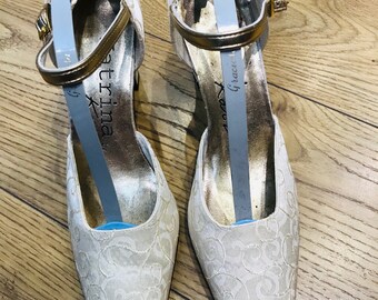 Katrina Katz Cream & Gold Wedding/Prom Silk Shoes