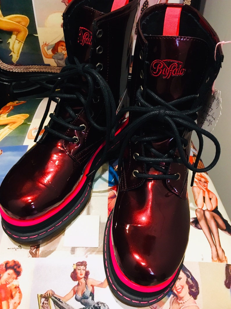 Vintage 1990s Buffalo Patent DM Style Ankle Boots, Size 39/UK 6 image 2