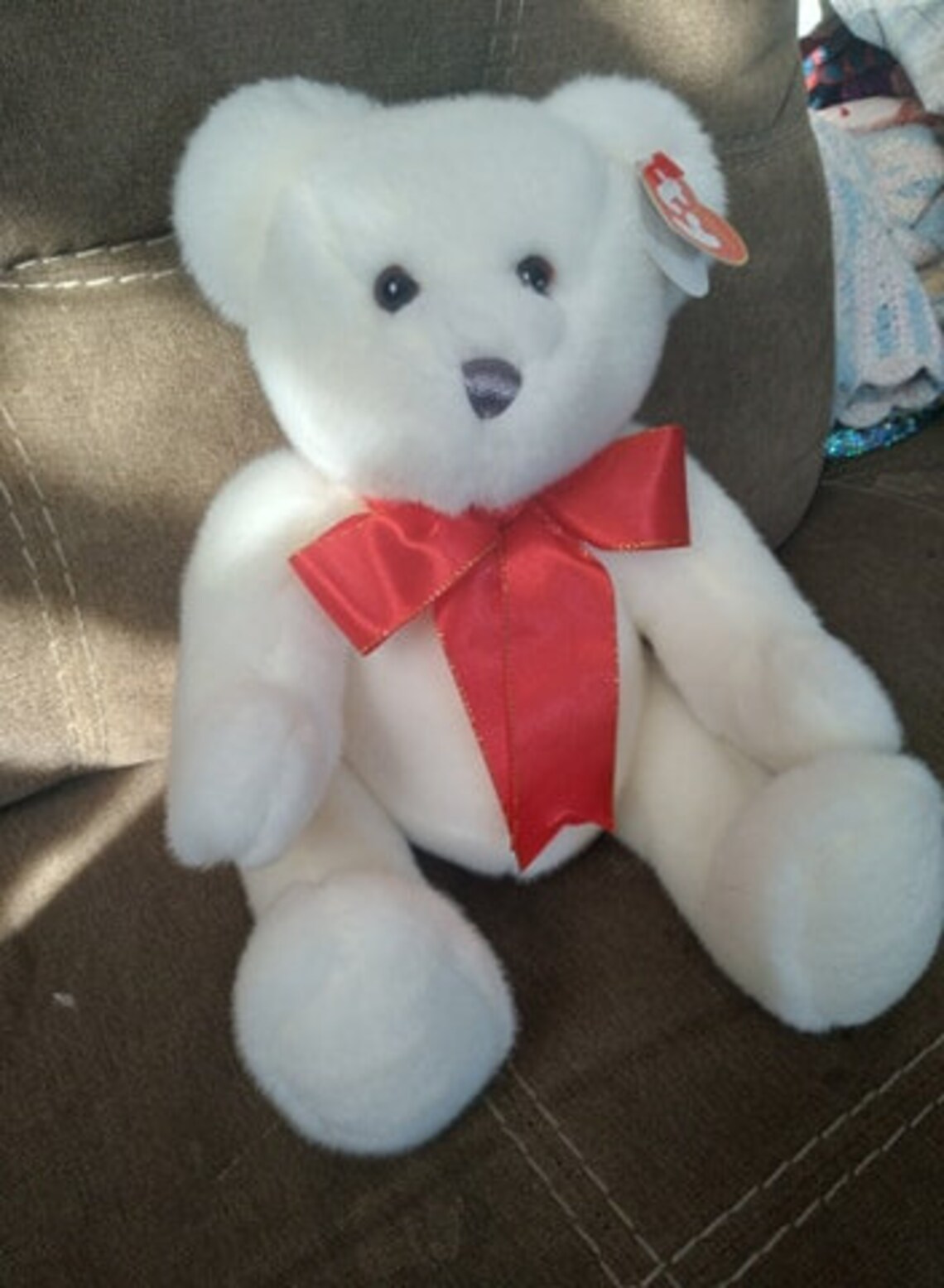 Classic Ty Beanie baby buddy white teddy bear Scrumptious | Etsy