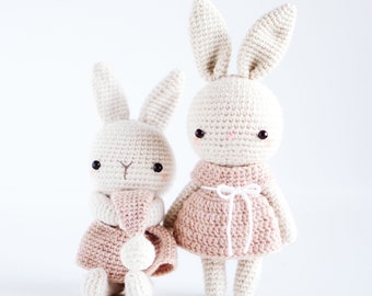 2 in 1 Crochet Bunny Pattern : Ellie and Luna, Bunny Amigurumi Pattern PDF (English)
