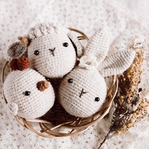 Crochet Easter Egg SET pattern PDF (English), Crochet bunny pattern, Crochet chick pattern, Crochet sheep pattern, Easter Decoration