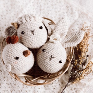 Crochet Easter Egg SET pattern PDF (English), Crochet bunny pattern, Crochet chick pattern, Crochet sheep pattern, Easter Decoration