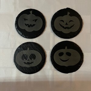 Slate Coasters | Halloween | Engraved Coasters | Set of 4
