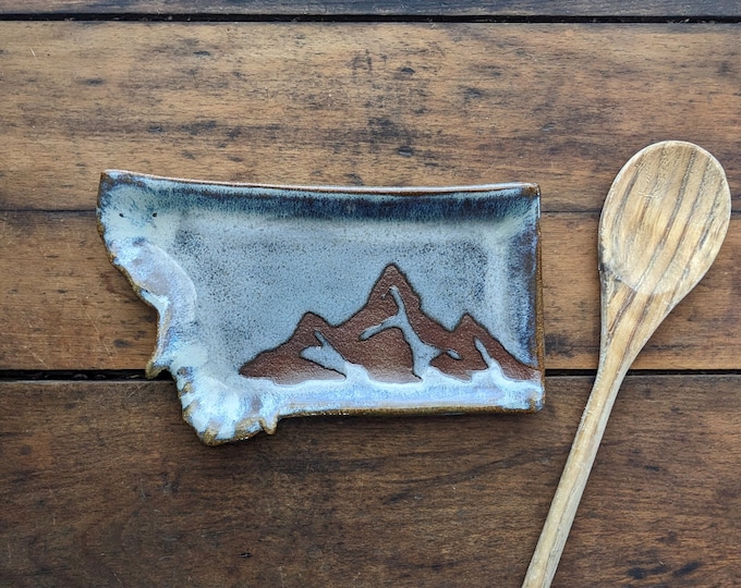 Montana Spoon Rest Handmade MT Pottery Mountains Ceramics Housewarming