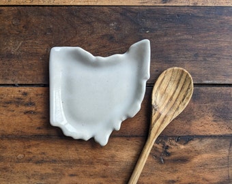 Ohio Spoon Rest - Handmade - OH Pottery - Ceramics - Housewarming Gift - Unique - Trinket Dish - Coffee Bar - Christmas Gift