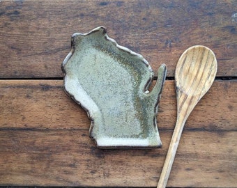 Handmade Wisconsin Pottery Spoon Rest: WI Trinket Dish