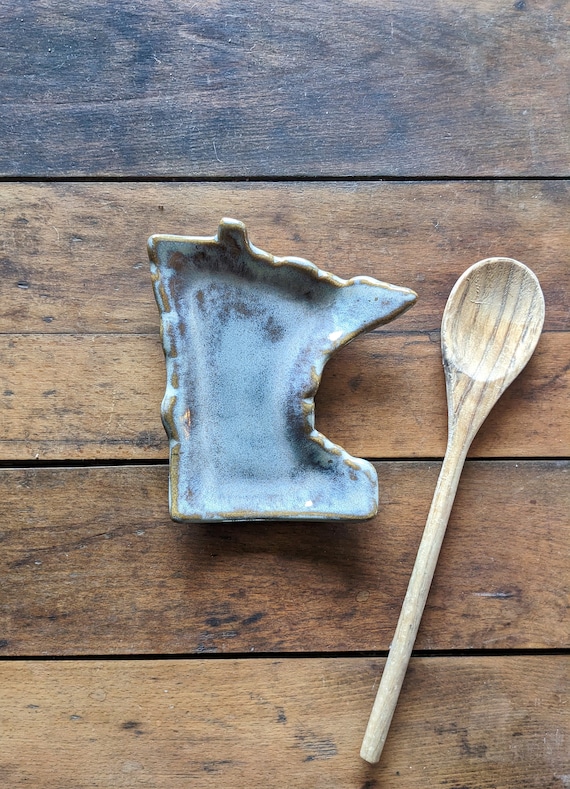 Minnesota Ceramic Spoon Rest - Handmade in MN - Pottery Trinket Dish - Soap Dish