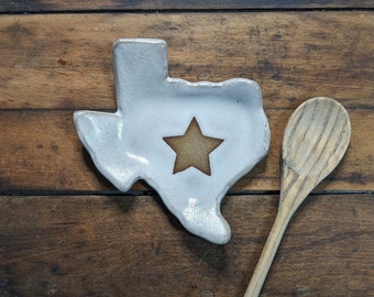 Handmade Texas Pottery Spoon Rest: Stoneware Trinket Dish