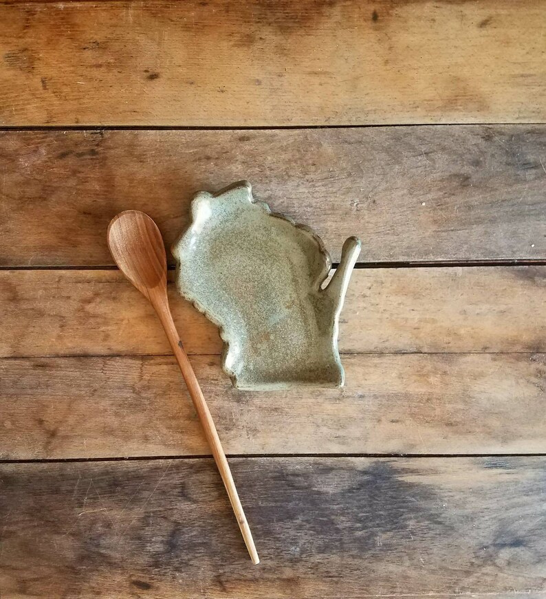 Wisconsin Spoon Rest - Handmade - WI Pottery - Ceramics - Housewarming Gift - Unique - Trinket Dish - Wisconsin Soap Dish - Christmas Gift 