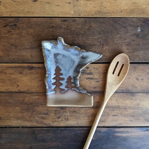Minnesota Trees Ceramic Spoon Rest - Handmade - MN Pottery - Ceramics - Housewarming - Unique - Trinket Dish - Minnesota Soap Dish