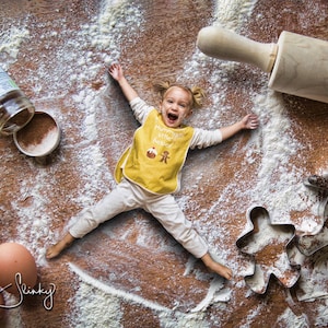 Gingerbread Digital Backdrop, Photoshop background, chopping board, Christmas, snow angels!
