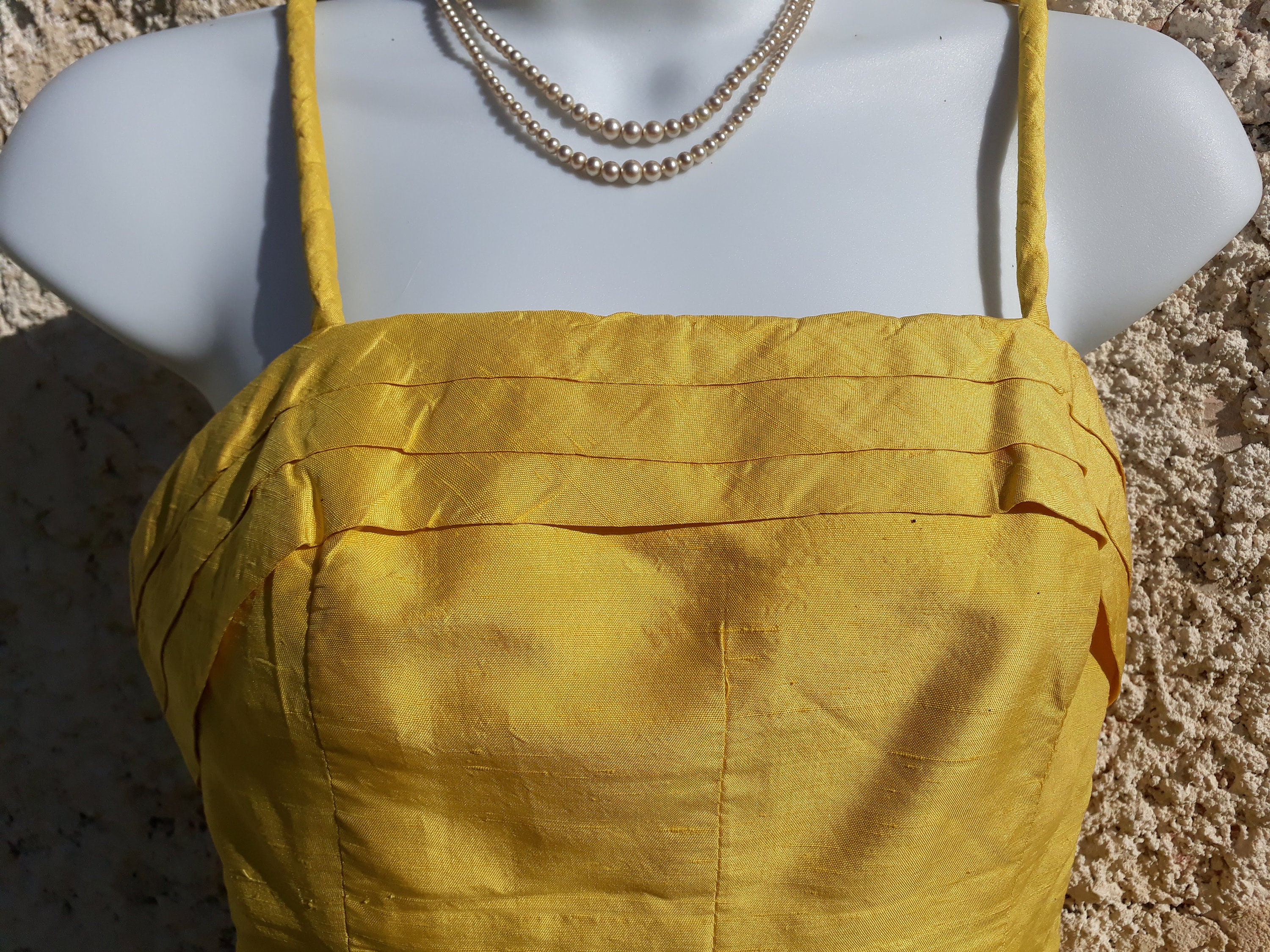 Stunning yellow silk vintage couture evening gown | Etsy