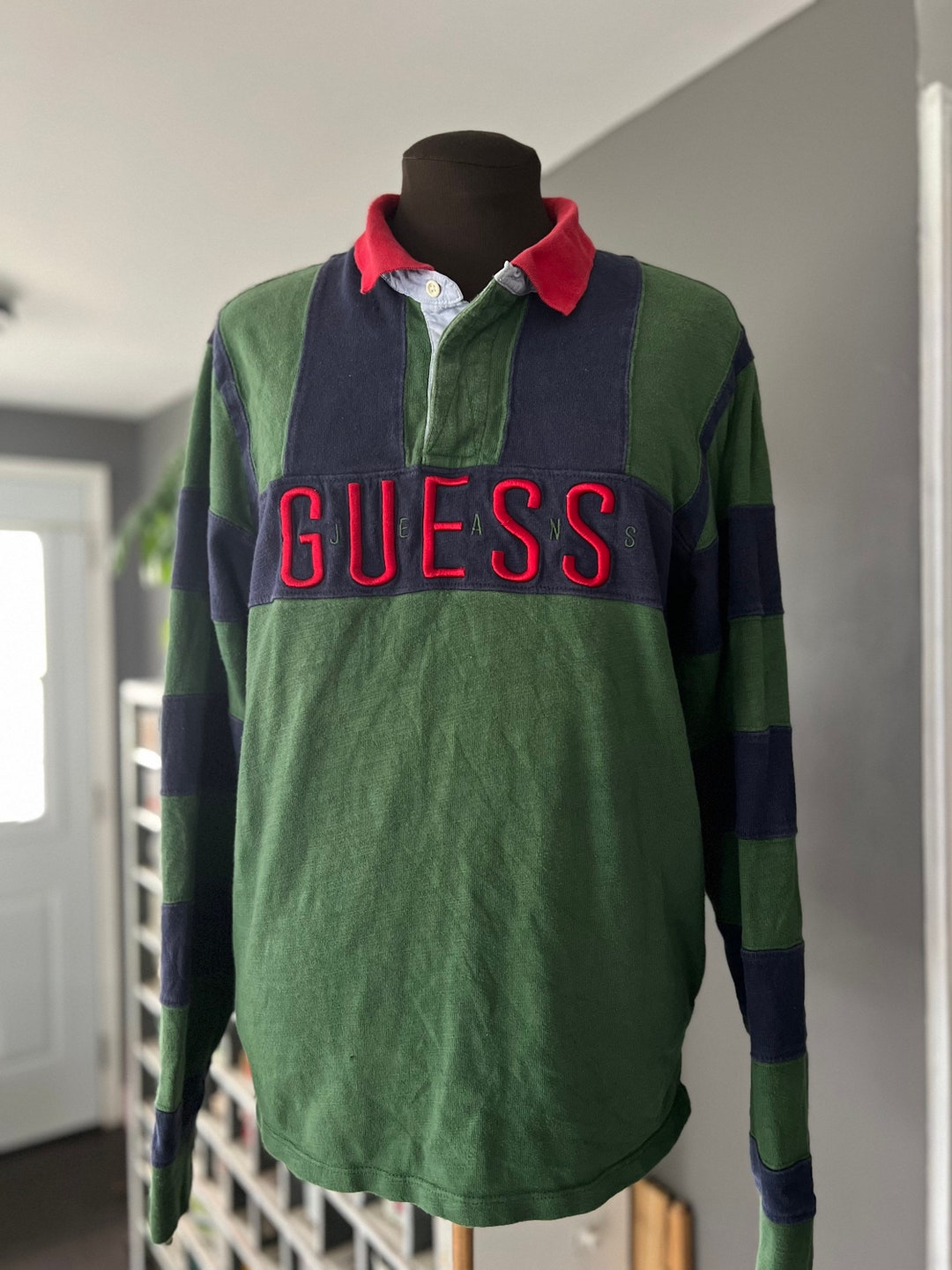Vintage 80s / 90s GUESS Jeans Colour Block Caleb Rugby Shirt Etsy