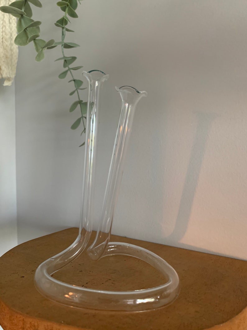 Vintage Propagation Vase, Bent Glass Fluted Bud Vase 