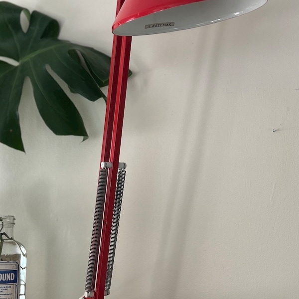 Mid Century LUXO Architects Lamp, Red Industrial Desk Lamp, 1970s