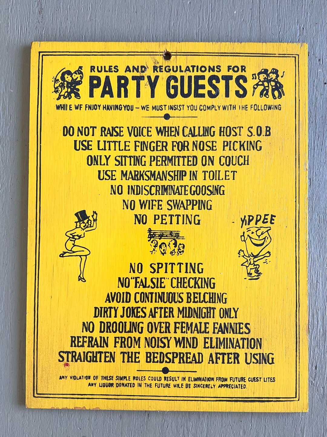 Vintage Party Guest Rules Wall Plaque Mid Century Retro 70s Etsy