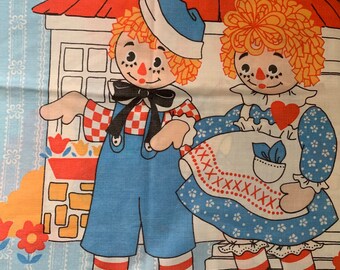Vintage Raggedy Ann and Andy Twin Sheet Set, Bobbs-Merrill Company
