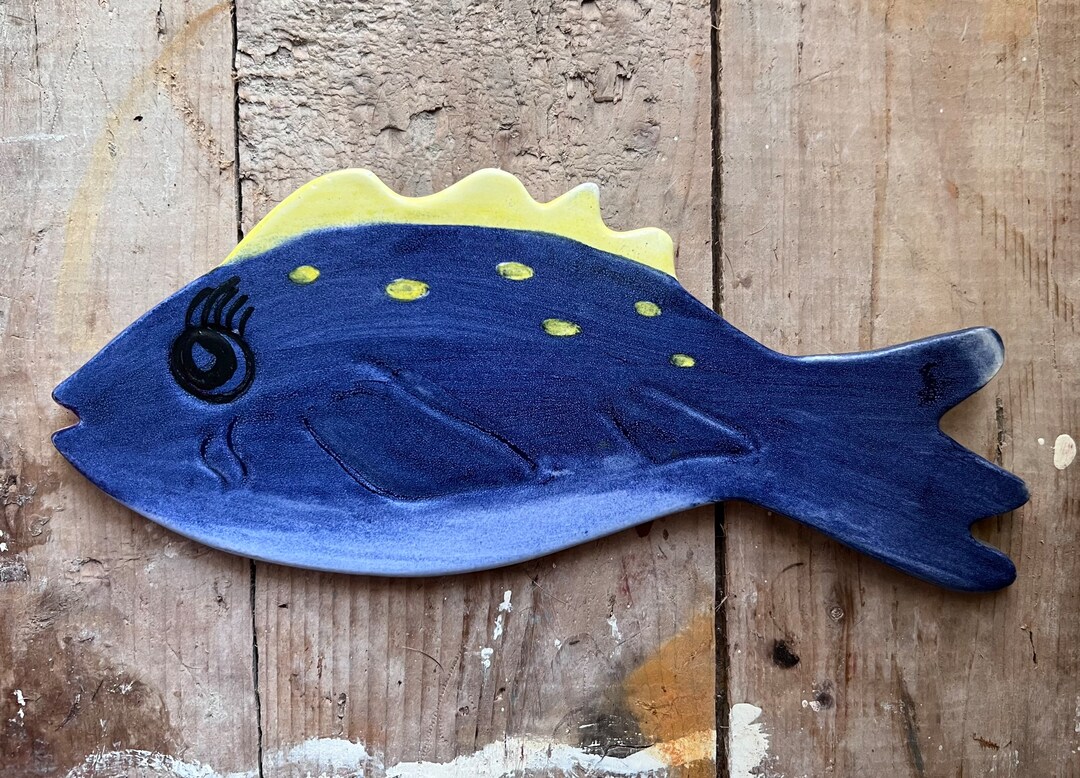Hand Painted Ceramic Fish Wall Decor Etsy