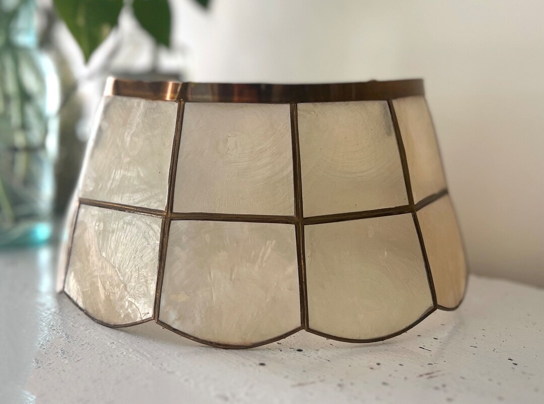 Vintage Capiz Shell Lampshade, Brass and Shell Mid Century Light Shade ...