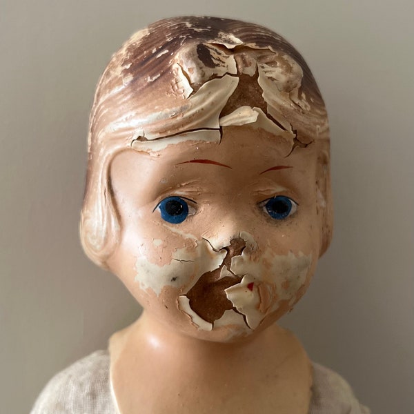 Antique Decayed "Creepy" Doll, A Reliable Doll, Made in Canada