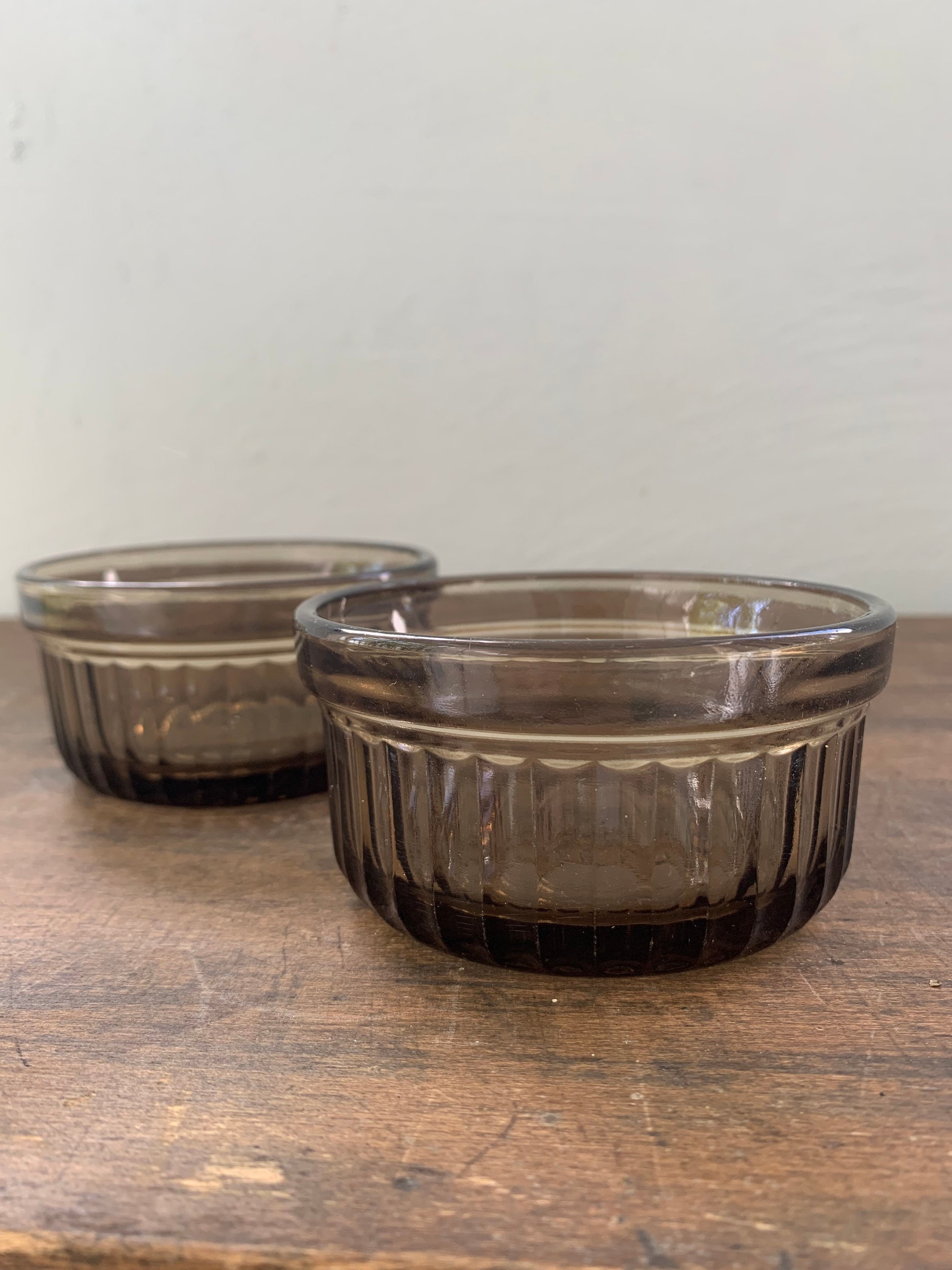 Vintage Anchor Hocking Smoked Glass Ramekins Oven Proof Etsy Canada