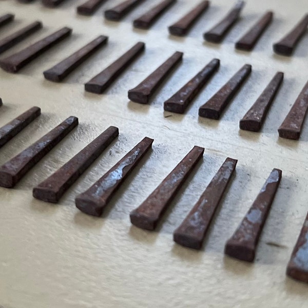 Antique Hand Forged Square Cut Nails, Lot of 12 Reclaimed Industrial Salvaged Rustic Primitive Building Resoration or Craft Supplies