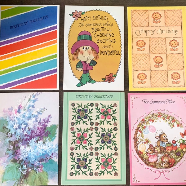 6 Vintage Birthday Cards, Regal Greetings, Made in Canada