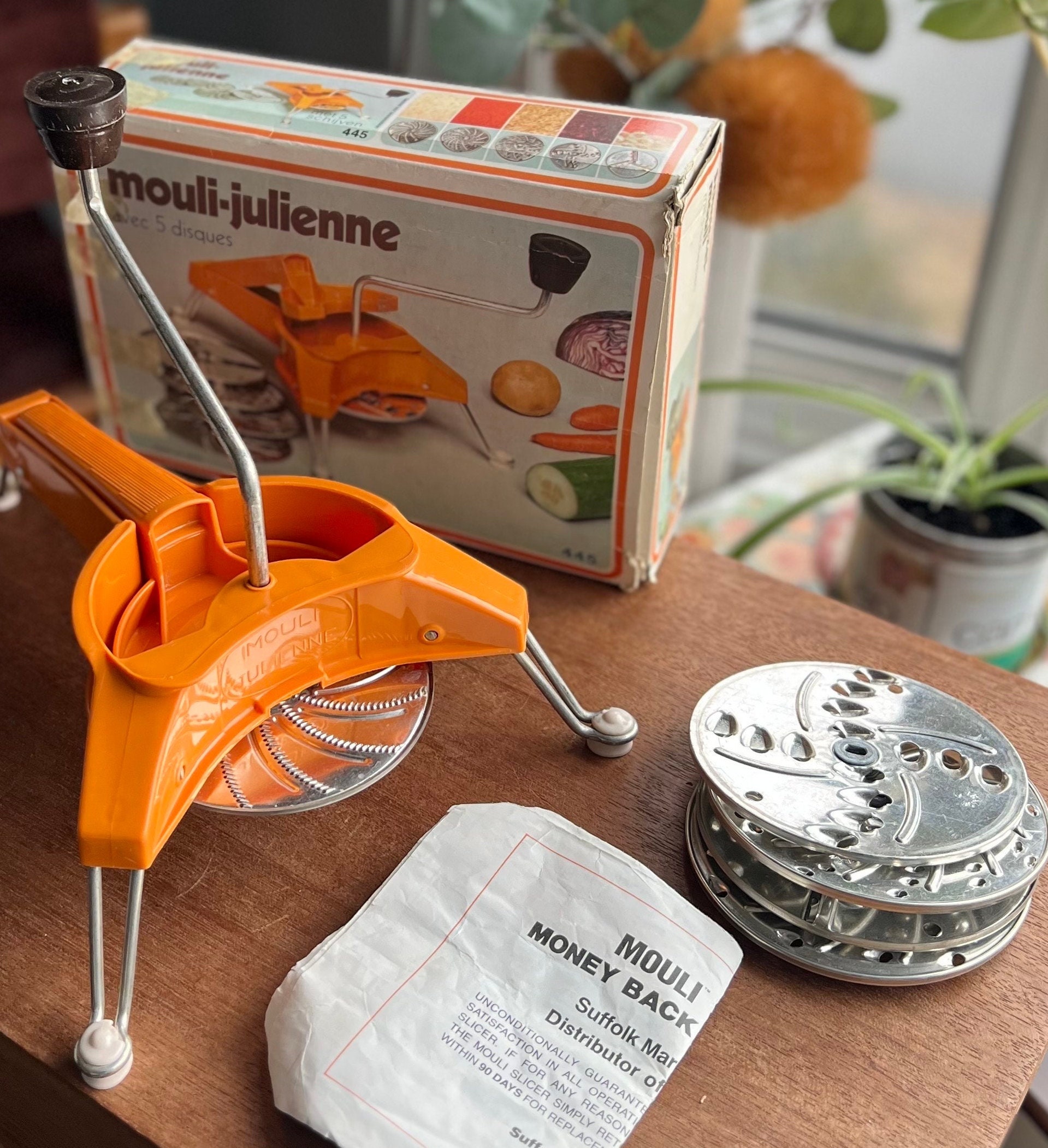 Mouli Julienne Vintage Rotary Shredder, Slicer, Grater With 5