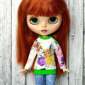 Blythe long sleeve shirt with flowers. Top for Blythe