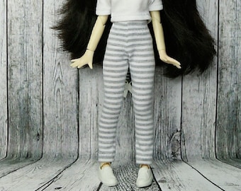 Leggings de rayas grises para Blythe. pantalones blythe