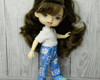 Monst doll blue pants with white flowers