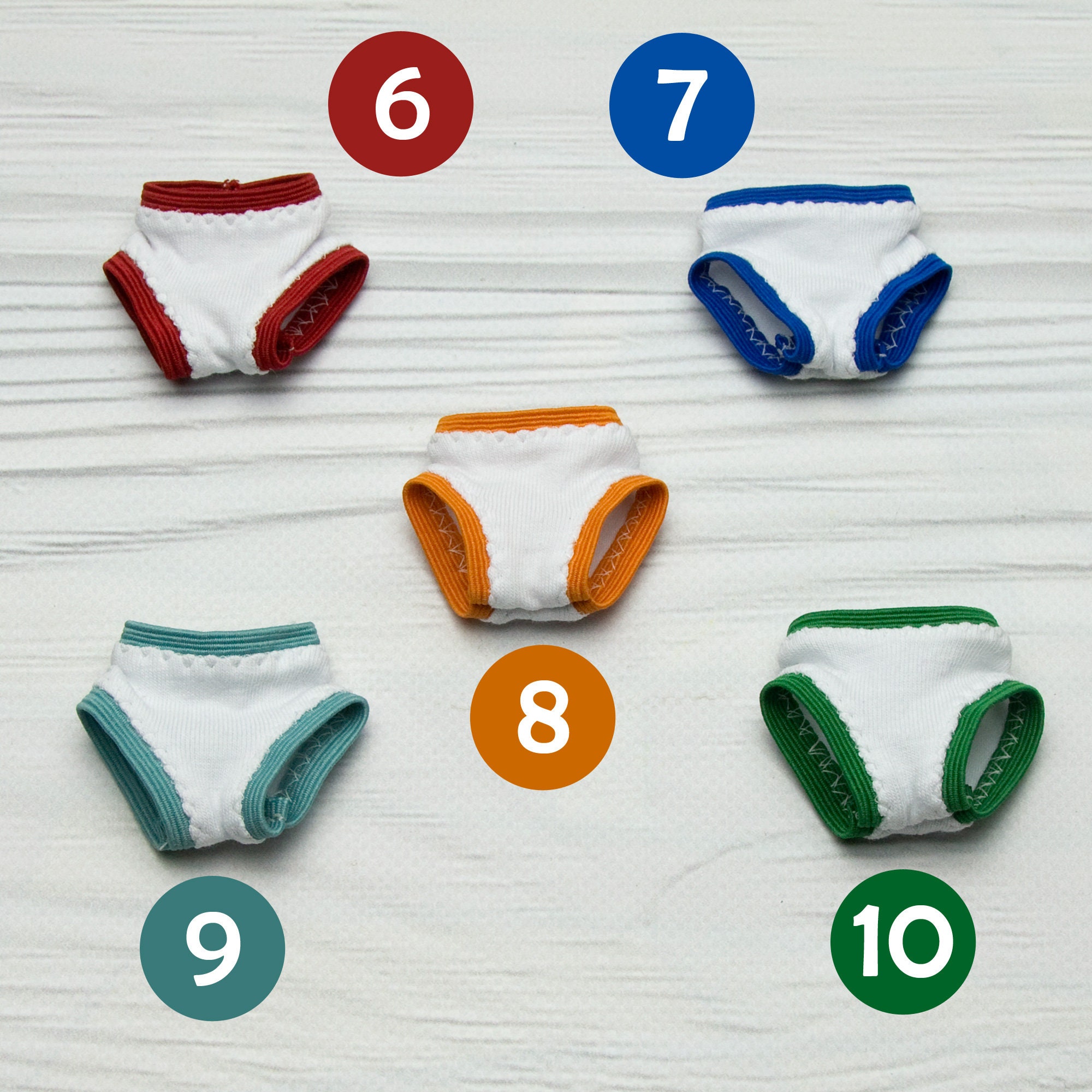 Blythe panties with colored elastic bands. Underwear for Etsy