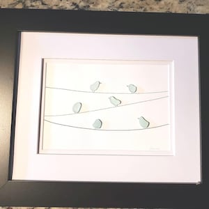 Seaglass birds art. Frame is 10x12.