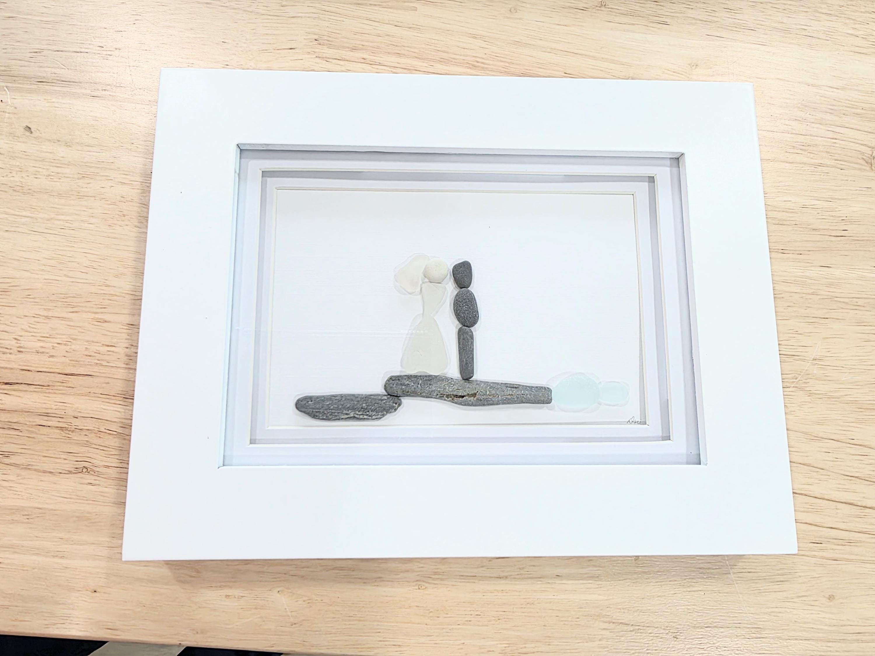 Sea Glass Wedding Couple Art – Handmade Coastal Gift – Framed Beach ...